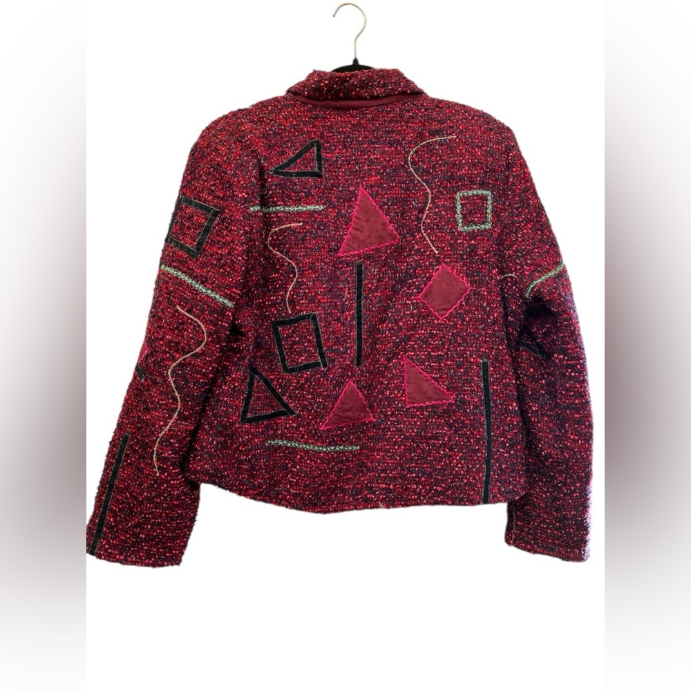 Daniel K. Artsy Patchwork Crop Jacket L Abstract … - image 2